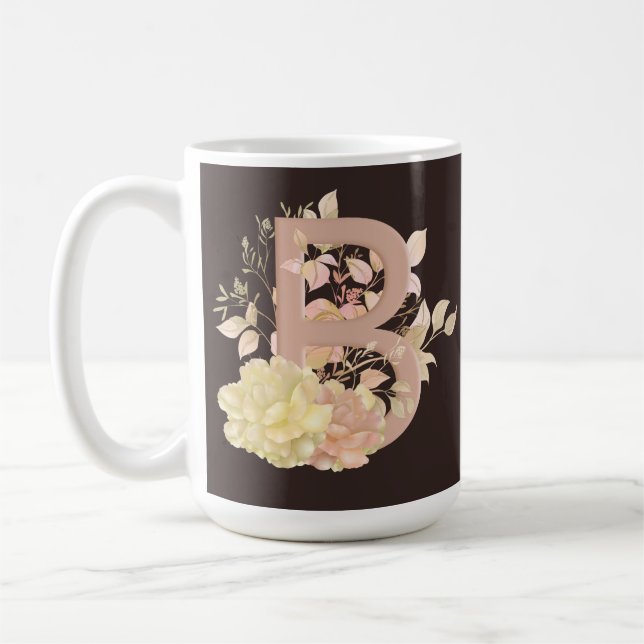 Söt Light Färg beige Pinkish Ro Brev B Kaffemugg (Vänster)