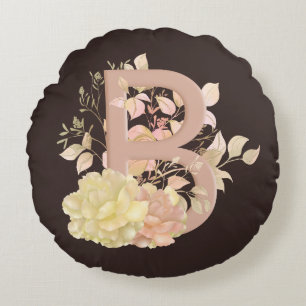 Söt Light Färg beige Pinkish Ro Brev B Rund Kudde
