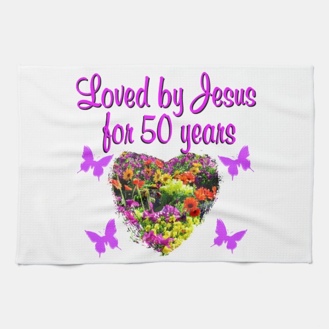 SÖT LILA 50:E BIRTHDAY DESIGN KÖKSHANDDUK (Horisontell)