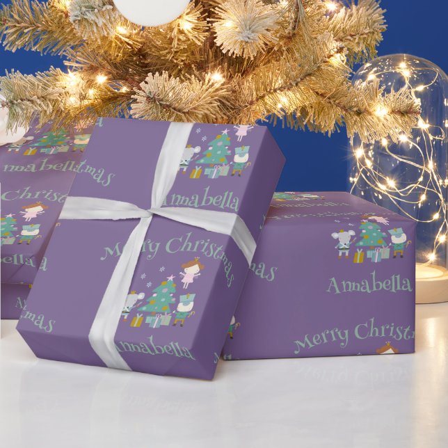 Söt lila anpassad namnnötknäppare jul presentpapper (Helgdagar)