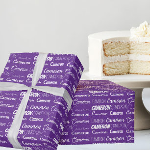 Söt Lila Anpassningsbar Typography Collage Birthda Presentpapper