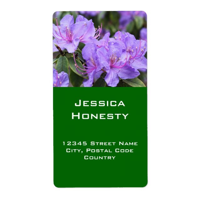 söt lila azalea-adressetiketter fraktsedel (Framsidan)