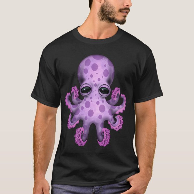 Söt Lila Baby Bläckfisk T Shirt (Framsida)