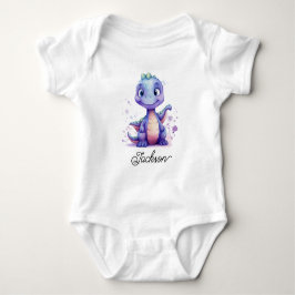 Söt lila baby-dinosaurie t shirt