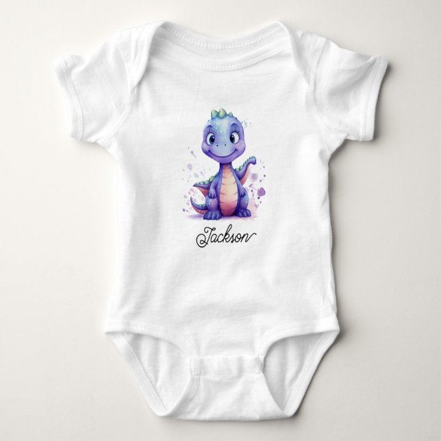 Söt lila babydinosaurie t shirt (Framsida)