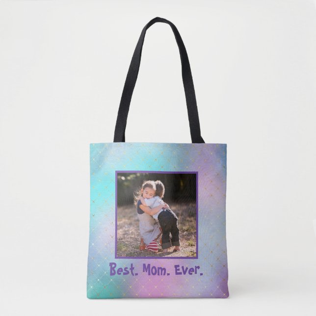 Söt Lila Best Mamma någonsin Photo Tote Bag Tygkasse (Framsida)