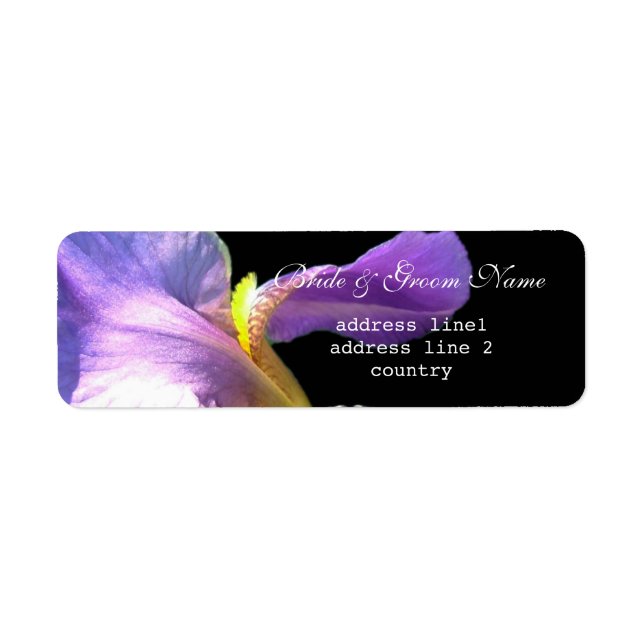 Söt lila, blomma och blomma från  adress returadress etikett (Framsidan)