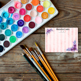 Söt lila-blomma och mjuk rosa rand 4 tum x 3 tum post-it block