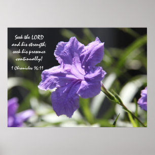 Söt lila blommar med bibelvern om tro poster