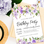 Söt Lila Blommigt 30års födelsedag Party Inbjudningar<br><div class="desc">Hära en speciell kvinna med den här eleganten och inbjudan till feminin 30års födelsedag-partiet. Information om födelsedagsfirandet omges av överst- och grund lila blommigt gräns. Blommigten inslag är inkapslad i löv i djupa gröntar. Även om det är en traditionell utformning, är den öppna och håriga botaniska bladens och ge en...</div>