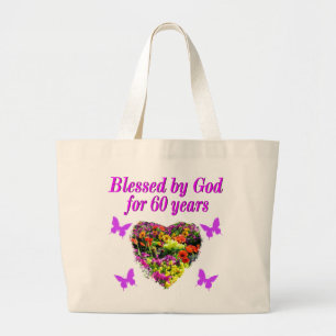 SÖT LILA BLOMMIGT 60TH BIRTHDAY DESIGN JUMBO TYGKASSE