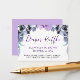 Söt Lila Blommigt Baby Shower Diaper Raffle Tilläggskort