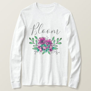 Söt Lila Blommigt Bouquet Bloom Script T Shirt