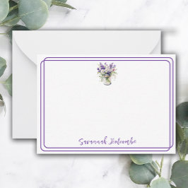 Söt Lila Blommigt Bouquet i Burk Anteckningskort