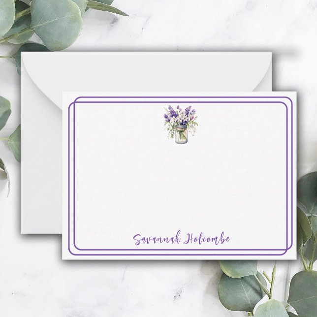 Söt Lila Blommigt Bouquet i Burk Anteckningskort (Skapare uppladdad)
