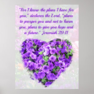 SÖT LILA BLOMMIGT JEREMIAH 29:11 BIBLE VERSE POSTER