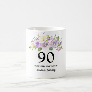 Söt Lila Blommigt Kvinnor 90:e födelsemöjligheter Kaffemugg