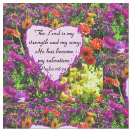 SÖT LILA BLOMMIGT PSALM 118:14 PHOTO TYG