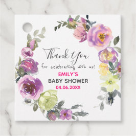 Söt Lila Blommigt Utandning Tack Babykläder Gåvor Etiketter