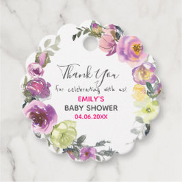 Söt Lila Blommigt Utandning Tack Babykläder Gåvor Etiketter