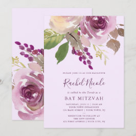 Söt Lila blommor | Bat mitzvah Inbjudningar