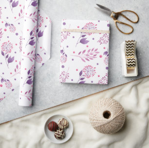 Söt Lila blommor Bröllop Wrapping Papper Presentpapper
