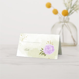 söt lila blommor grönt löv placeringskort