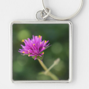 Söt Lila blommor Original Garden Photography Fyrkantig Silverfärgad Nyckelring