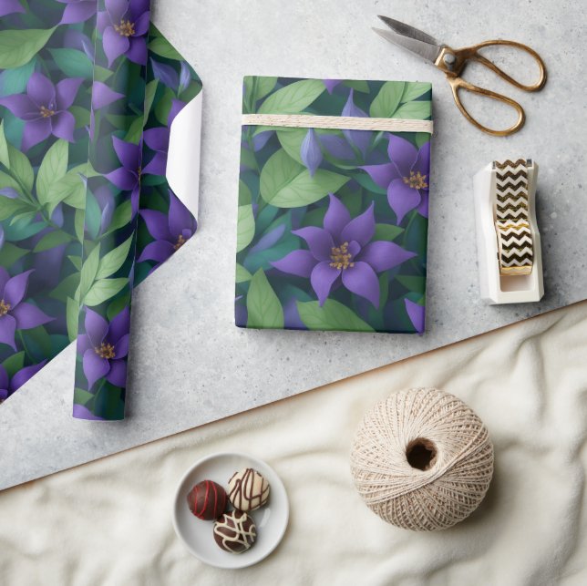 Söt Lila blommor Presentpapper (Hantverk)
