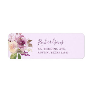 Söt Lila blommor Returadress Etikett