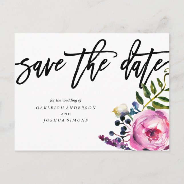 Söt Lila blommor Spara datumvykortet Meddelande Vykort (Framsida)