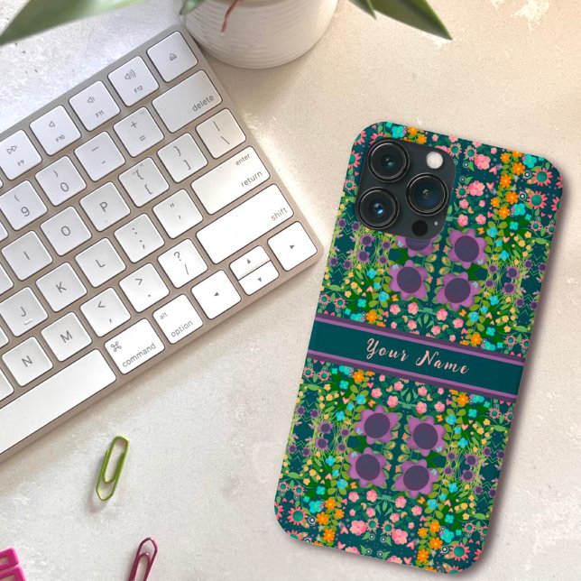 Söt Lila Boho Flowers eget namn Mönster (Skapare uppladdad)