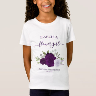 Söt lila boho rosor blommig flicka present Bröllop T Shirt