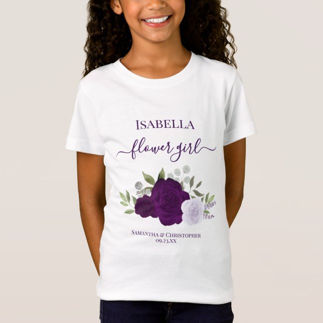 Söt lila boho rosor blommig flicka present Bröllop T Shirt (Framsida)