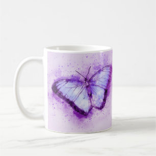 Söt lila butterfly kaffemugg