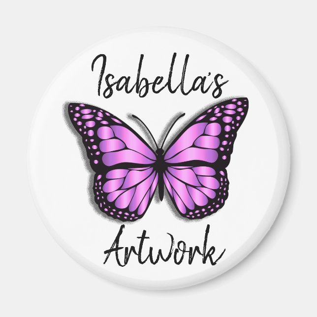 Söt Lila Butterfly Personlig Namn Magnet (Framsidan)