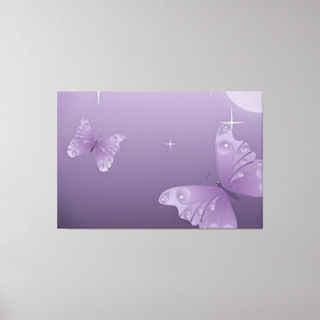 "SÖT LILA BUTTERFLY PRINT" Cheerful Girl's Canvastryck (Framsida)