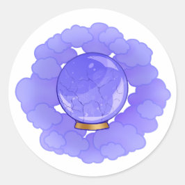 Söt Lila Cracking Crystal Boll Runt Klistermärke