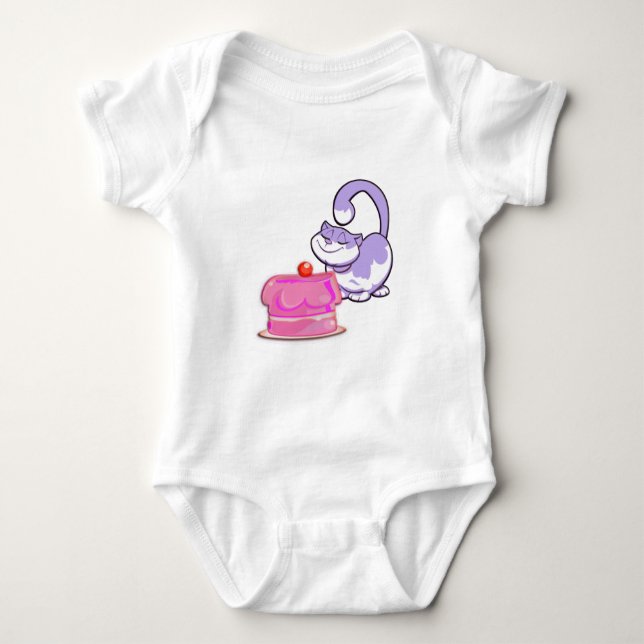 Söt lila Cupcake Katt T-shirt (Framsida)