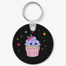 Söt lila cupcake-nyckelring