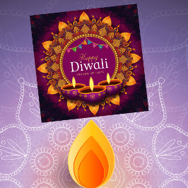 Söt Lila Diya Colorful Mandala Lycklig Diwali Julkort