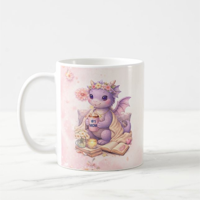 Söt lila drak kaffemugg (Vänster)
