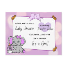 Söt Lila Elephant Girl's Baby Shower
