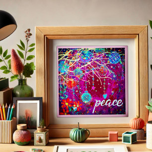 Söt Lila Festive jul Ornaments Peace Poster