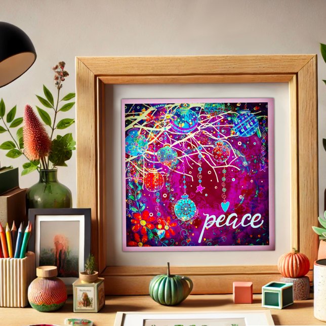 Söt Lila Festive jul Ornaments Peace Poster (Skapare uppladdad)