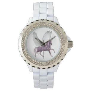 Söt Lila Flies Unicorn Flowers Violet Armbandsur