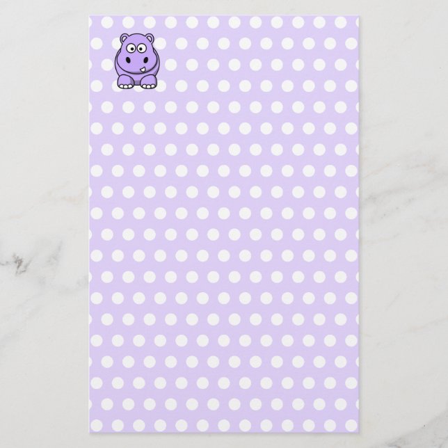 Söt lila flodhäst brevpapper (Framsida)