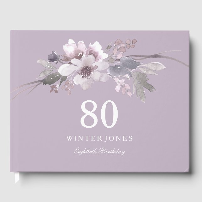 Söt Lila Flower 80:e födelsedagsfesten Guestbook Gästböcker (Framsida)