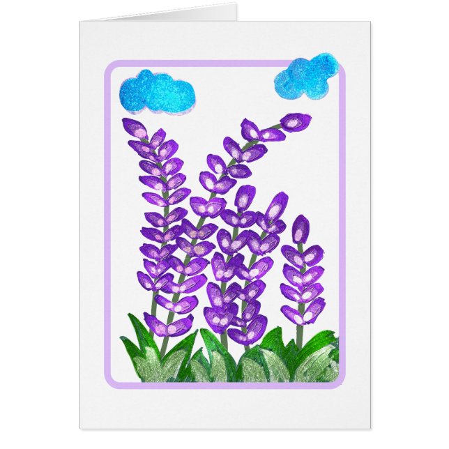 Söt Lila Flower Art Card Hälsningskort (Framsidan)