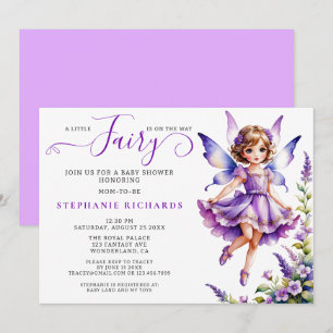 Söt Lila Flower Fairy Baby Shower Blommigt Inbjudningar